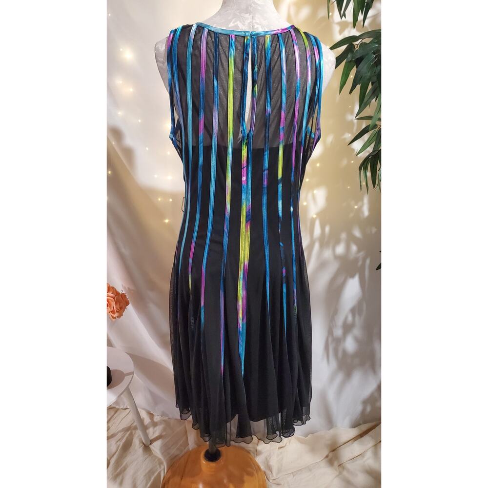Vtg Js Collections Multi Rainbow Stripe Sheer Ove… - image 4